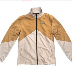 Blackballed Chevron Golf Jacket Mens Small‎ Tan Brown Lightweight Full Zip
